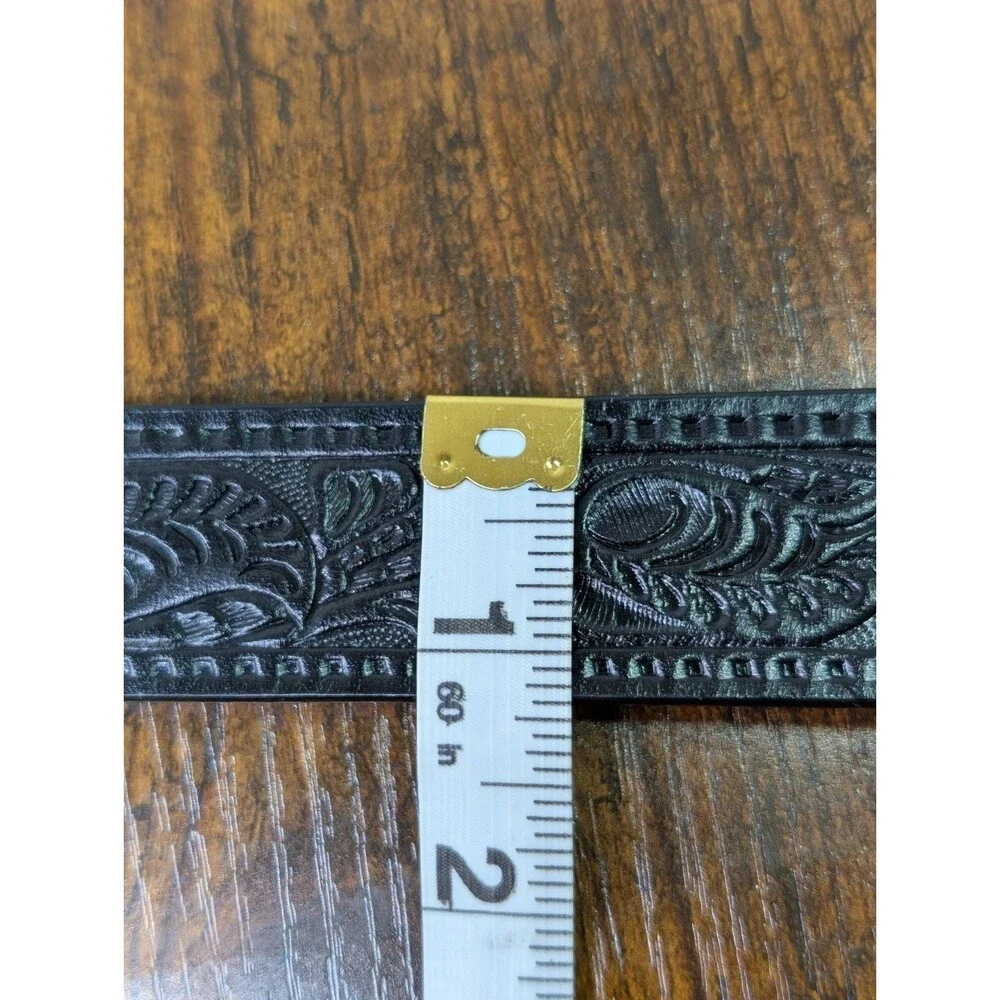 3D Black Genuine Leather Western Belt - Bronco Buckle - Size 26